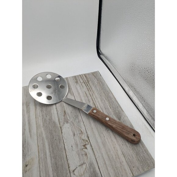 Vernco Stainless Steel 12” Slotted Spatula Pancake Wood Handle Japan Advertising - Picture 1 of 8